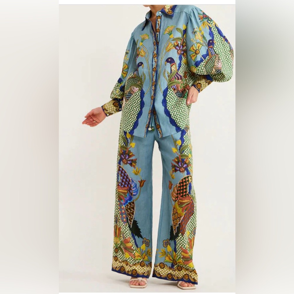 Colorful Peacock Print Outfit